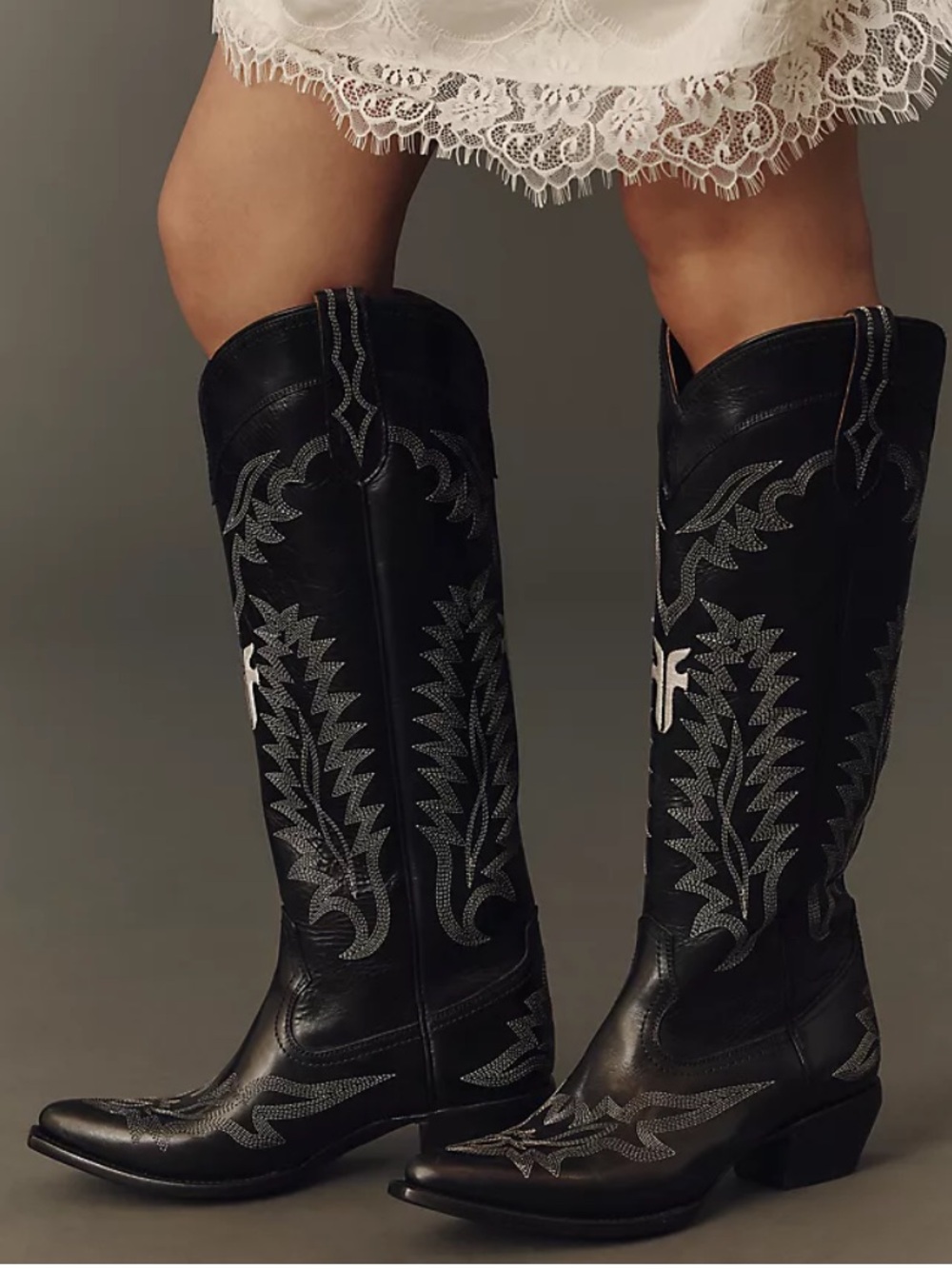 Frye Sacha Feather Western Boots in Black